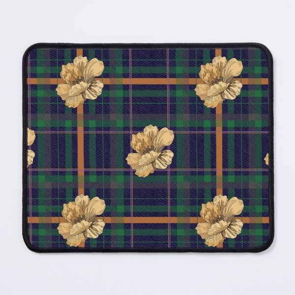 Item preview, Navy Tartan Plaid Pattern With Gold Flowers designed and sold by Jeffrey-Jeffrey.
