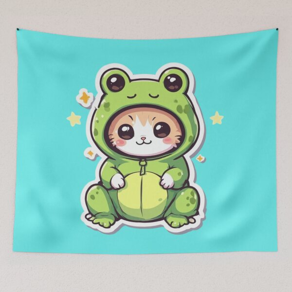 Item preview, Kawaii Frog Costume Kitten Design  designed and sold by MushArtist.