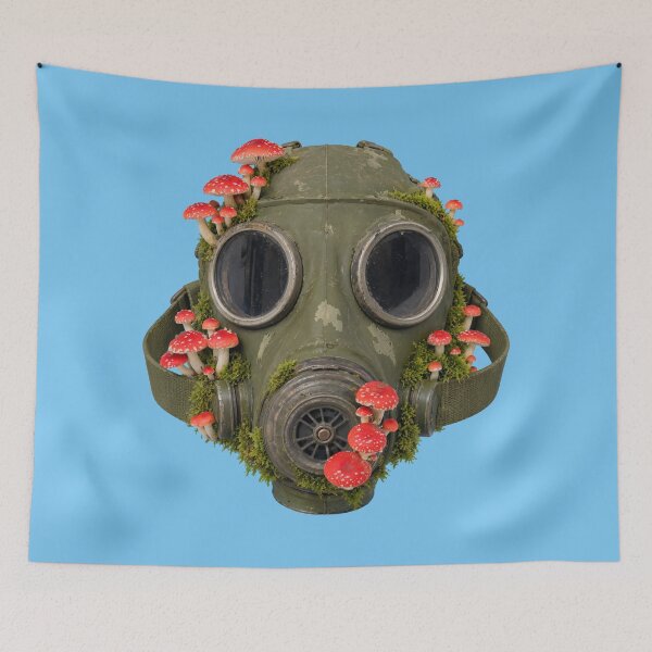 Item preview, Gas Mask Overgrown with Fly Agaric Mushrooms and Moss designed and sold by FrostyForge.