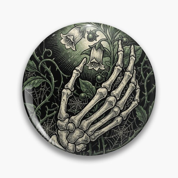 Item preview, Skeleton Hand Nightshade Botanical Print T-Shirt designed and sold by herocloth.