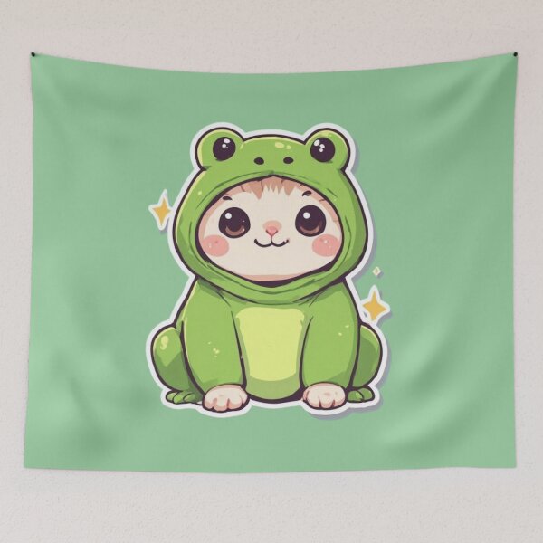 Item preview, Kawaii Frog Costume Kitten Design  designed and sold by MushArtist.