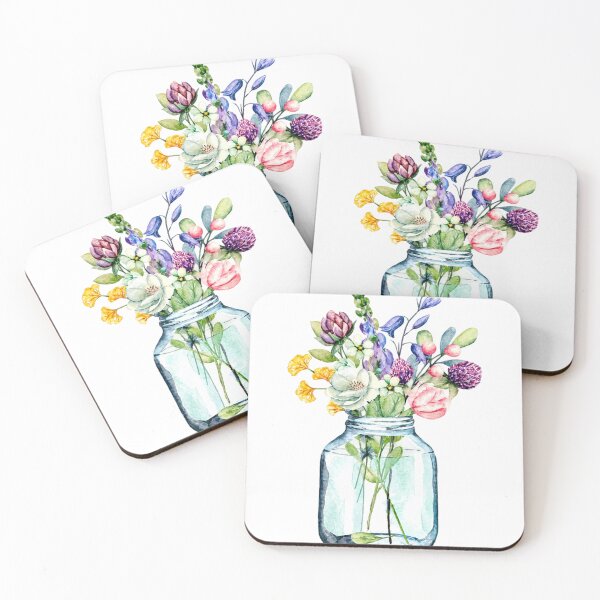 Item preview, Watercolor Wildflower Mason Jar Bouquet designed and sold by Maricutery.