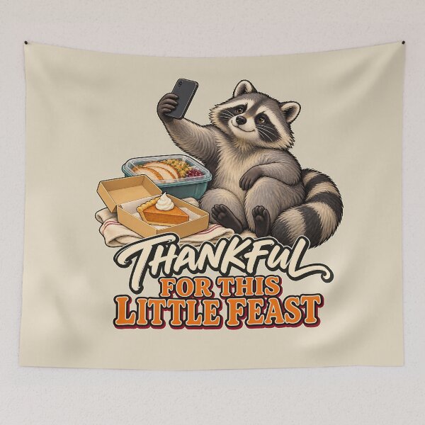 Item preview, Thanksgiving Leftovers Raccoon Selfie designed and sold by MythicCotton.