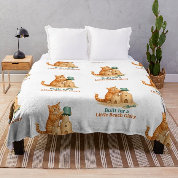 Item preview, Orange Tabby Cat Building a Beach Sandcastle designed and sold by PurrBloom Studio.