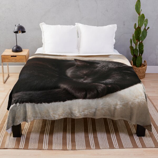 Item preview, Cozy Black Cat Sleeping in a Soft Bed - Cute Feline Nap Art 2 designed and sold by PetalsPaws.