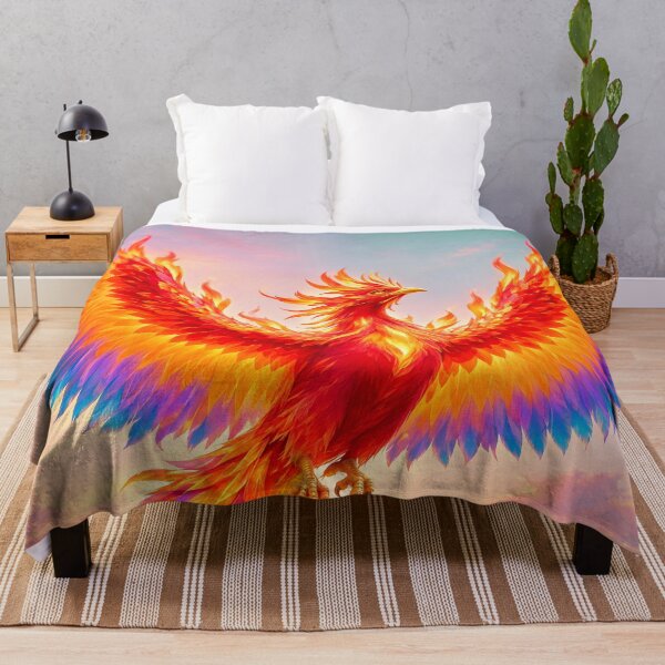 Item preview, Fiery Phoenix Rising from a Pink Lotus at Sunset designed and sold by FrostyForge.