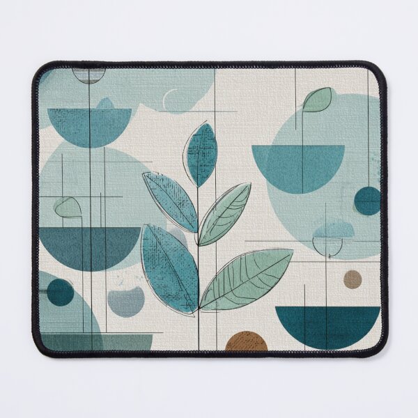 Item preview, Mid-Century Watercolor Blue Botanical Leaves Geometric Shapes Abstract designed and sold by GrinGalore.