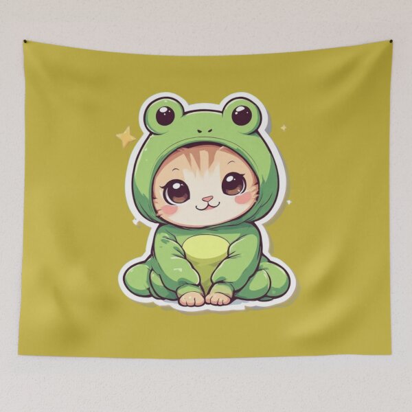 Item preview, Kawaii Frog Costume Kitten Design  designed and sold by MushArtist.