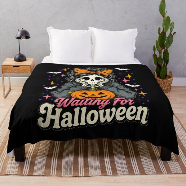 Item preview, Skeleton Waiting For Halloween Pumpkin Bats Art designed and sold by GiaoCalonas.