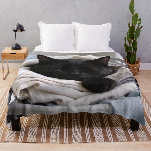 Item preview, Copy of Cozy Black Cat Sleeping in a Soft Bed - Cute Feline Nap Art 3 designed and sold by PetalsPaws.