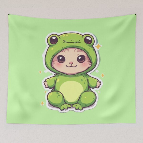 Item preview, Kawaii Frog Costume Kitten Design  designed and sold by MushArtist.