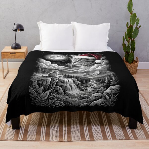 Item preview, Christmas Cat Under a Full Moon designed and sold by dudelinart.
