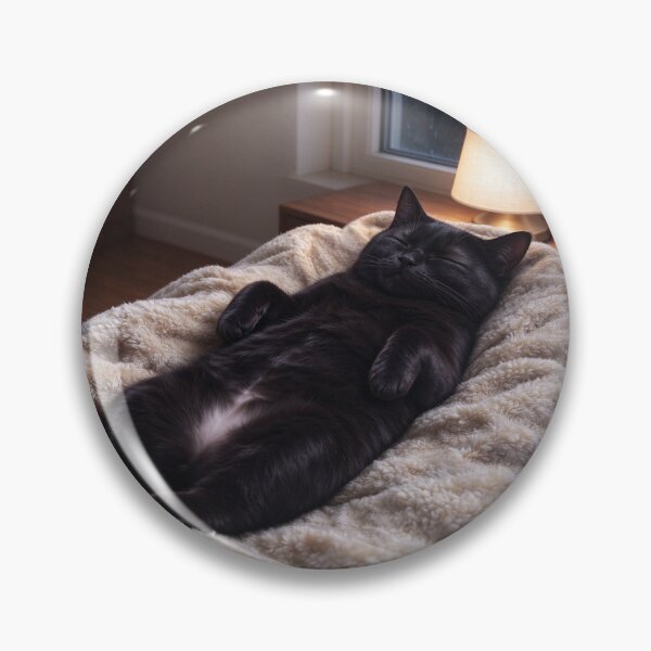 Item preview, Cozy Black Cat Sleeping in a Soft Bed - Cute Feline Nap Art 4 designed and sold by PetalsPaws.