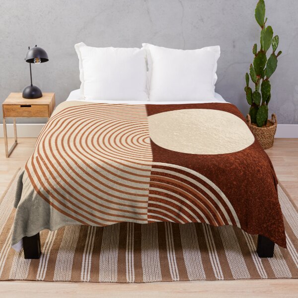 Item preview, Mid-Century Split Sun Concentric Circles Terracotta - Two Tone Earthy Abstract designed and sold by GrinGalore.