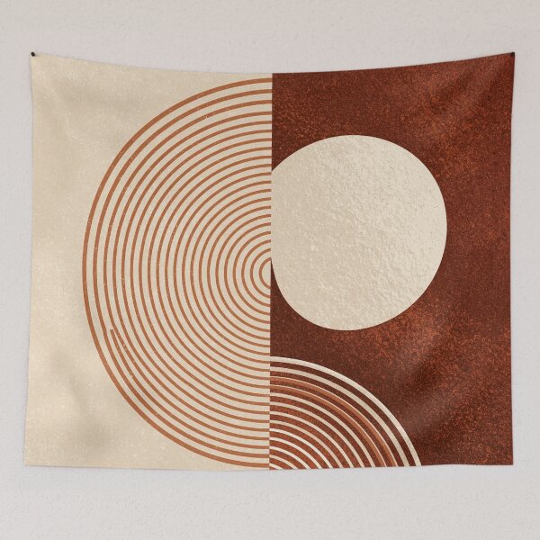 Item preview, Mid-Century Split Sun Concentric Circles Terracotta - Two Tone Earthy Abstract designed and sold by GrinGalore.