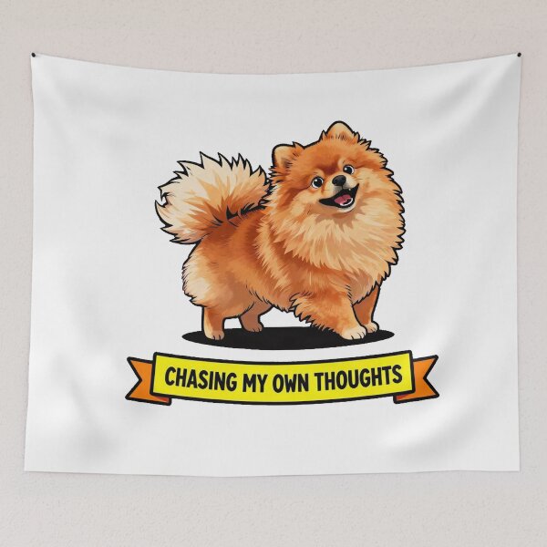 Item preview, Chasing My Own Thoughts - Funny ADHD Pomeranian Meme designed and sold by Arc2020.