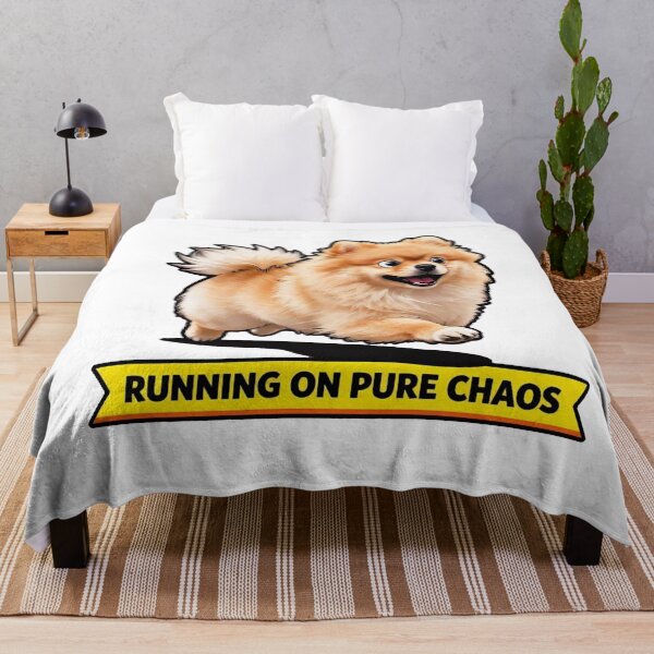 Item preview, Running On Pure Chaos - Funny ADHD Pomeranian Meme designed and sold by Arc2020.