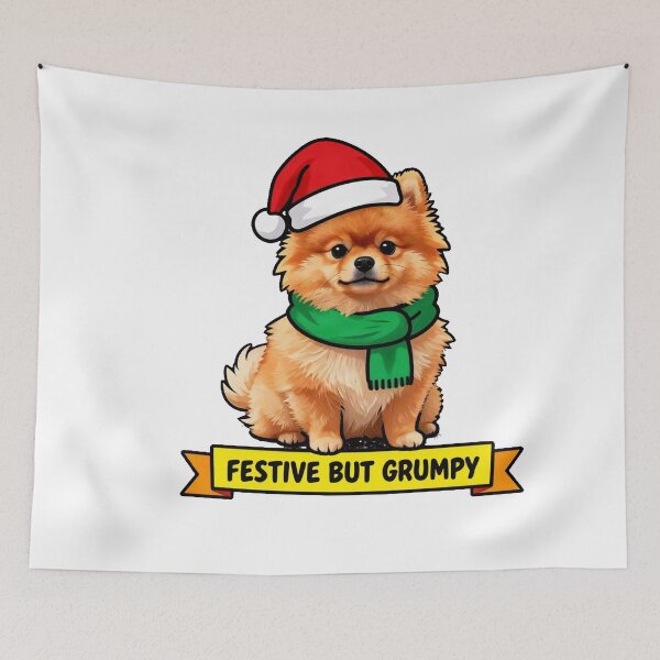 Item preview, Festive But Grumpy - Introvert Pomeranian Holiday Gift designed and sold by Arc2020.