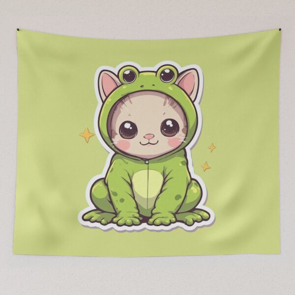 Item preview, Kawaii Frog Costume Kitten Design  designed and sold by MushArtist.