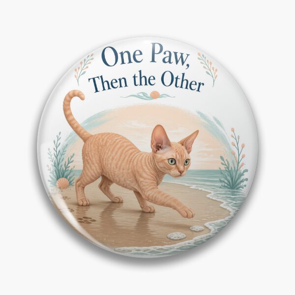 Item preview, Devon Rex Cat Testing the Water at the Beach designed and sold by PurrBloom Studio.