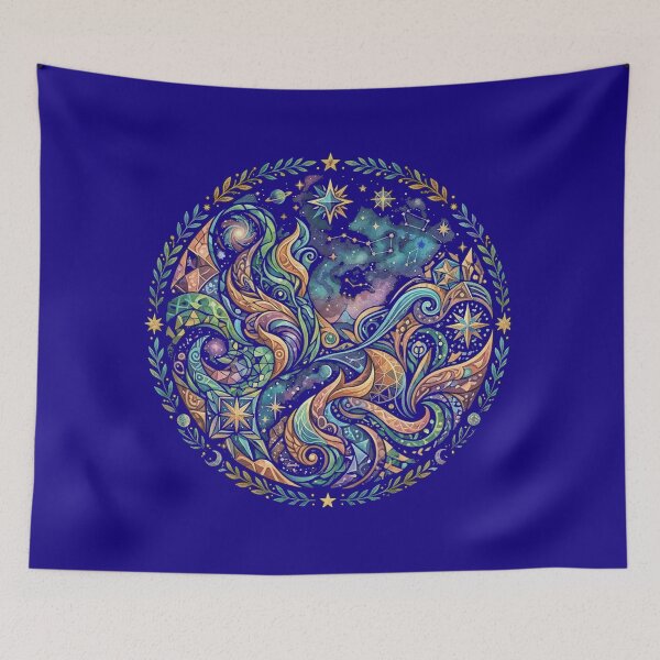 Item preview, Cosmic Strained Glass Mandala Art Print | Abstract Celestial Night Sky Design designed and sold by Ko-tidien.