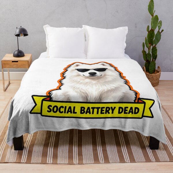 Item preview, Social Battery Dead - Grumpy Introvert Samoyed Aesthetic designed and sold by Arc2020.
