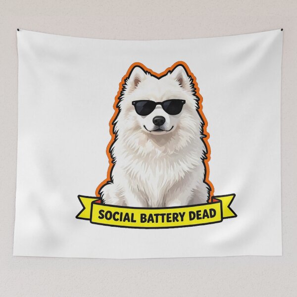 Item preview, Social Battery Dead - Grumpy Introvert Samoyed Aesthetic designed and sold by Arc2020.