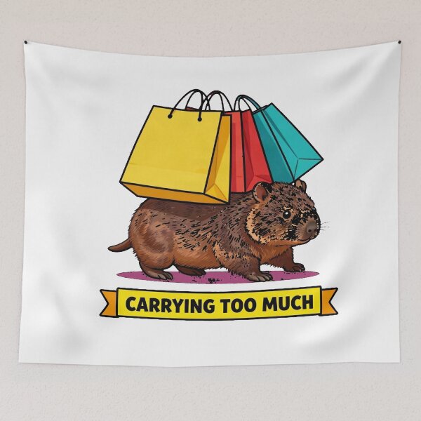 Item preview, Carrying Too Much - Funny ADHD Overwhelm Wombat Meme designed and sold by Arc2020.