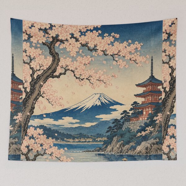 Item preview, Japanese Legacy - Boatman Beneath Cherry Blossoms and Pagoda designed and sold by bapupa.