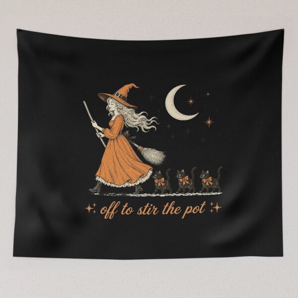 Item preview, Off to Stir The Pot Witch Black Cat Halloween Spooky designed and sold by studiopekepeke.