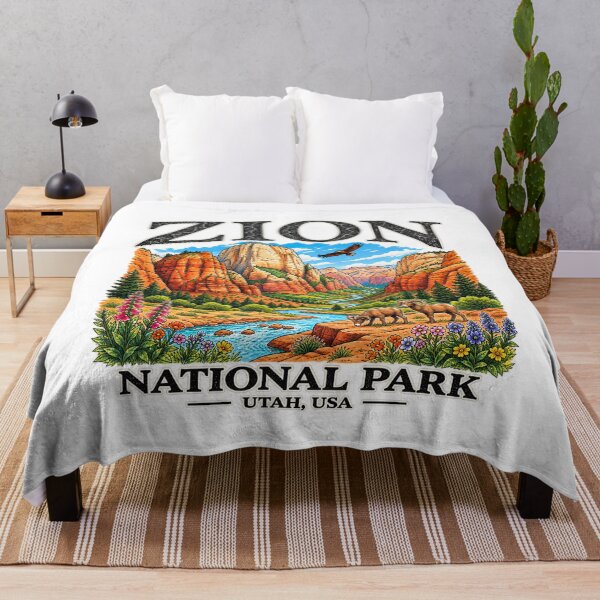 Item preview, Zion National Park Vintage 90s Graphic, Retro Canyon Landscape Utah USA Wildlife designed and sold by PomaLander-Art.