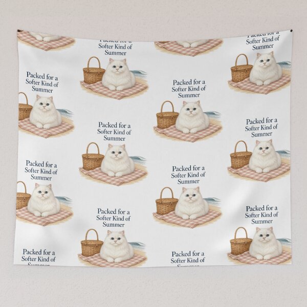 Item preview, Persian Cat on a Seaside Picnic Blanket designed and sold by PurrBloom Studio.