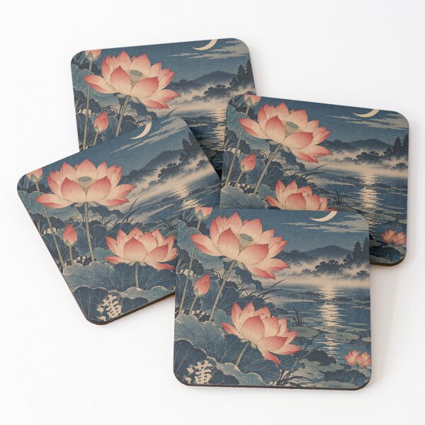 Item preview, Japanese Lotus Flower - Crescent Moon Over Misty Lake designed and sold by bapupa.