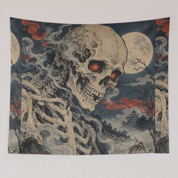 Item preview, Japanese Monster - Gashadokuro Giant Skeleton Under Full Moon designed and sold by bapupa.