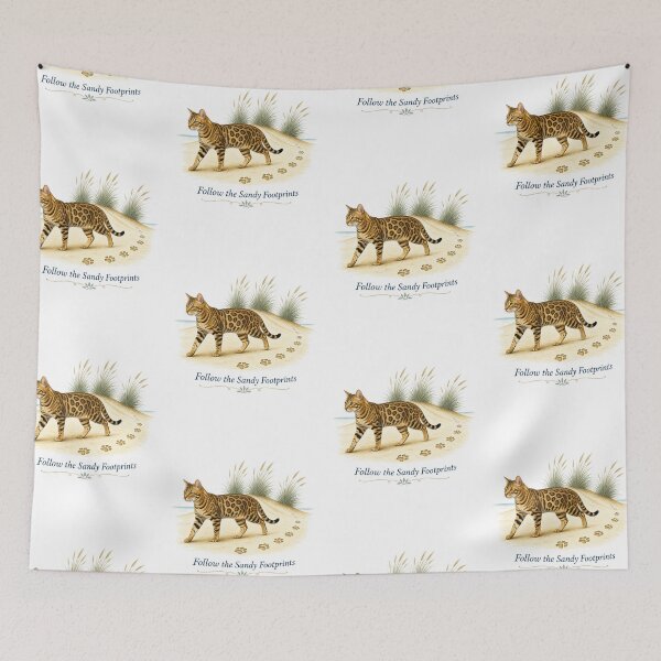 Item preview, Bengal Cat Walking Beside Coastal Sand Dunes designed and sold by PurrBloom Studio.