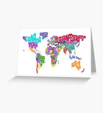 Typografische Textkarte der Welt Grußkarte