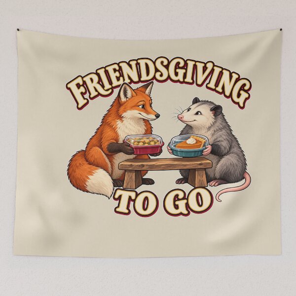 Item preview, Thanksgiving Leftovers Friendsgiving Fox Opossum designed and sold by MythicCotton.