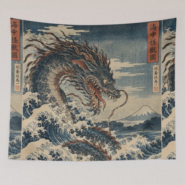 Item preview, Japanese Monster - Sea Dragon Rising From Great Waves designed and sold by bapupa.