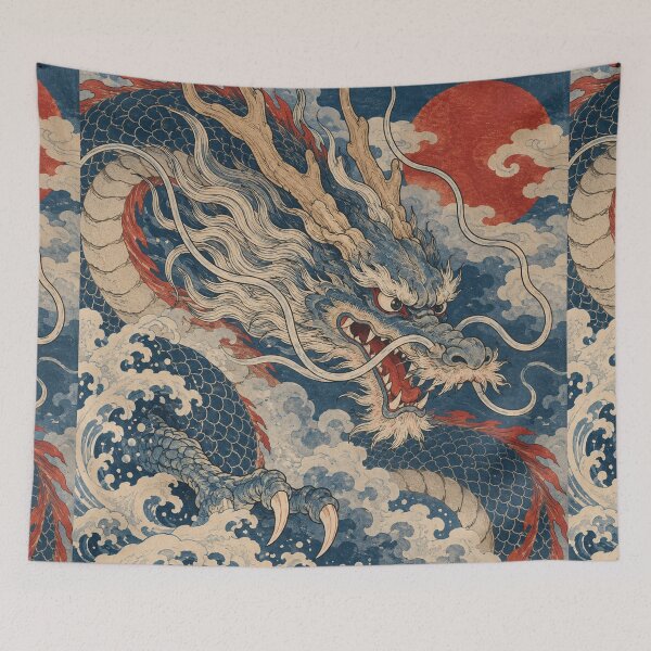 Item preview, Japanese Mythology - Azure Dragon Rising From Great Waves designed and sold by bapupa.
