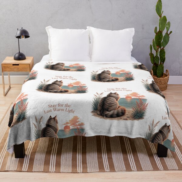 Item preview, Siberian Cat Watching a Warm Beach Sunset designed and sold by PurrBloom Studio.
