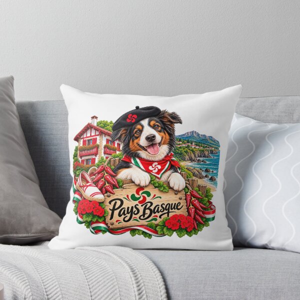 Item preview, Basque Country Dog – Traditional Beret, Lauburu and Coastal Landscape designed and sold by Gino64.