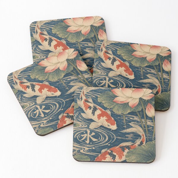 Item preview, Japanese Nature - Koi Fish Pair Beside Pink Lotus designed and sold by bapupa.
