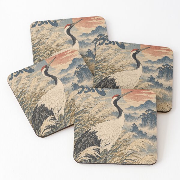 Item preview, Japanese Nature - Red-Crowned Crane Among Pampas Grass designed and sold by bapupa.