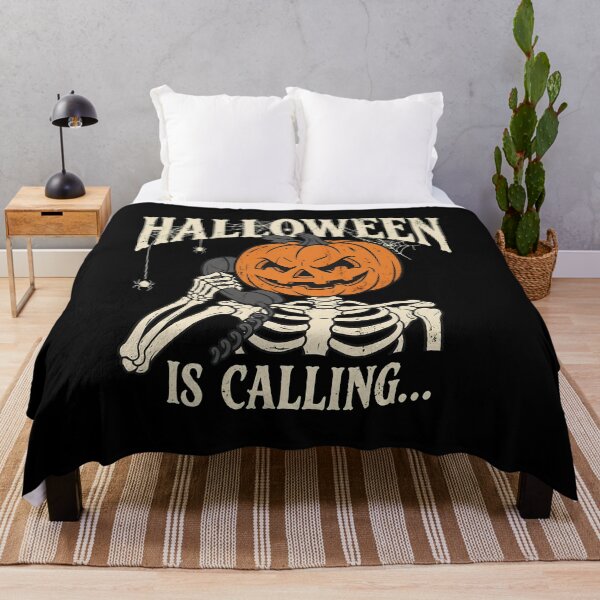 Item preview, Halloween is Calling Skeleton Pumpkin Retro Phone Spooky Fun designed and sold by GiaoCalonas.