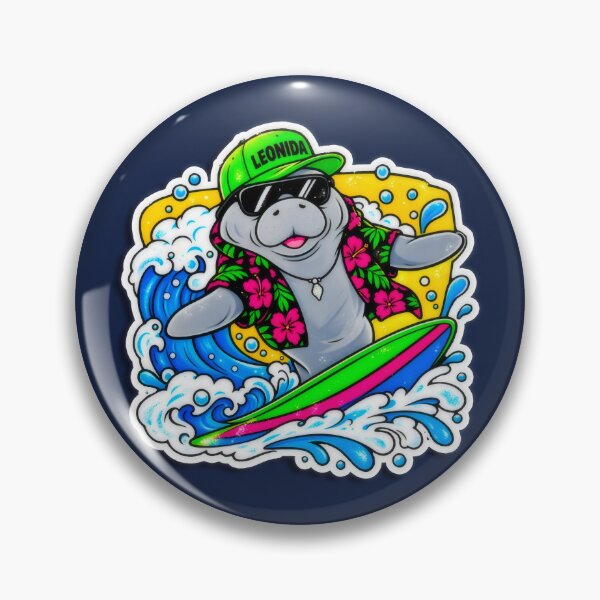 Item preview, Surfing Manatee Tropical Sunset - Retro Beach Vibes Poster designed and sold by Billy Morfo™.