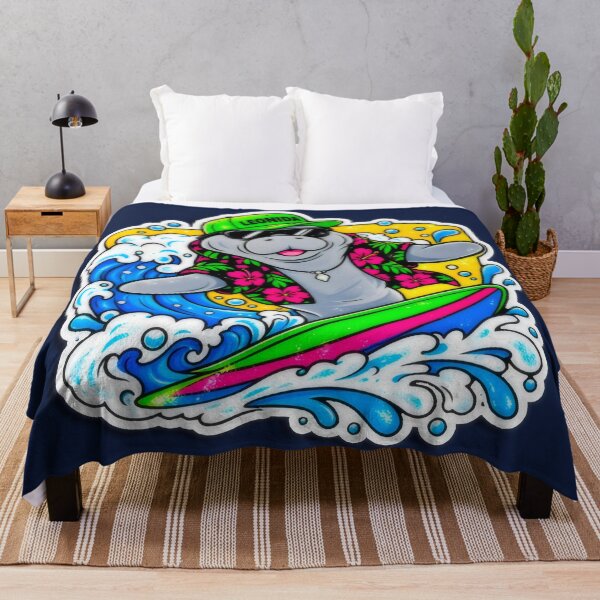 Item preview, Surfing Manatee Tropical Sunset - Retro Beach Vibes Poster designed and sold by Billy Morfo™.