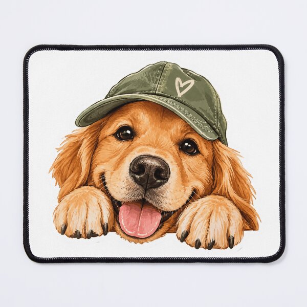 Item preview, Golden Retriever dog with sage green cap with heart designed and sold by HEFEELBRAND.