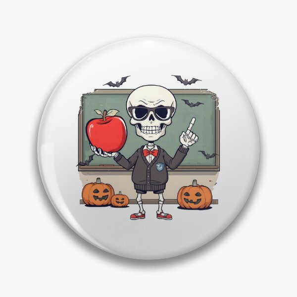 Item preview, Spooky Skeleton Teacher with Apple Halloween Art designed and sold by GiaoCalonas.