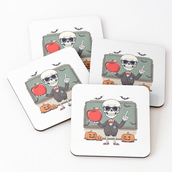 Item preview, Spooky Skeleton Teacher with Apple Halloween Art designed and sold by GiaoCalonas.