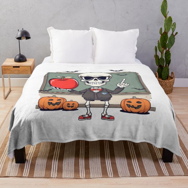Item preview, Spooky Skeleton Teacher with Apple Halloween Art designed and sold by GiaoCalonas.